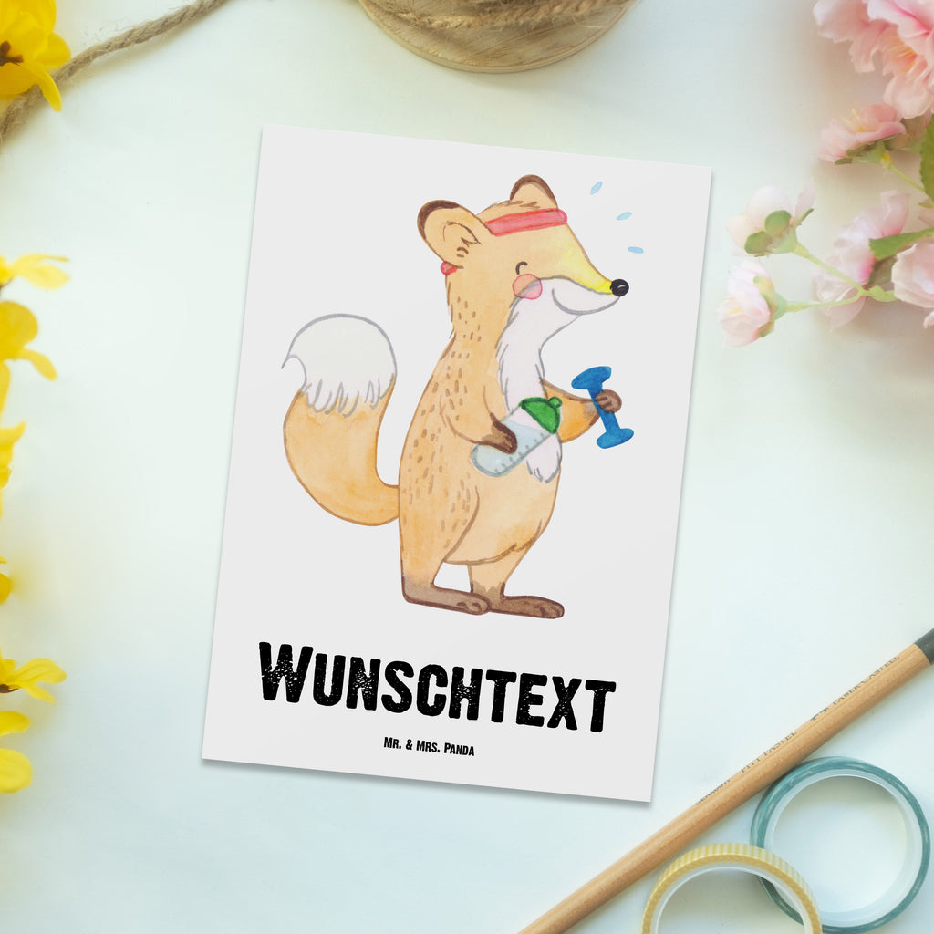 Personalisierte Postkarte Fuchs Fitness Medizin Postkarte mit Namen, Postkarte bedrucken, Postkarte mit Wunschtext, Postkarte personalisierbar, Geschenkkarte mit Namen, Grußkarte mit Namen, Karte mit Namen, Einladung mit Namen, Ansichtskarte mit Namen, Geschenkkarte mit Wunschtext, Grußkarte mit Wunschtext, Karte mit Wunschtext, Einladung mit Wunschtext, Ansichtskarte mit Wunschtext, Geschenk, Sport, Sportart, Hobby, Schenken, Danke, Dankeschön, Auszeichnung, Gewinn, Sportler, Fitness, Sport treiben, Fitnessstudio, Sportclub, Kraftsport