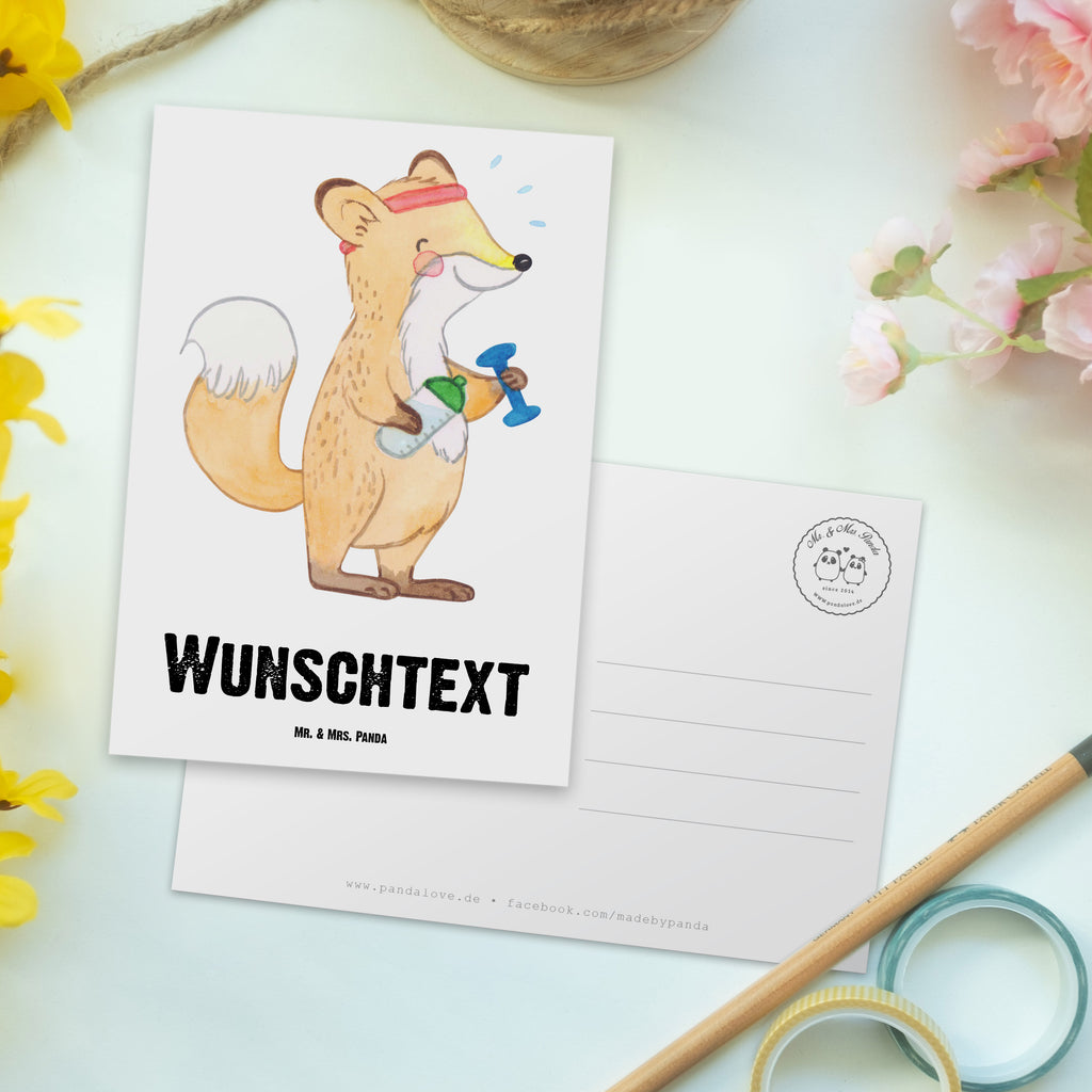 Personalisierte Postkarte Fuchs Fitness Medizin Postkarte mit Namen, Postkarte bedrucken, Postkarte mit Wunschtext, Postkarte personalisierbar, Geschenkkarte mit Namen, Grußkarte mit Namen, Karte mit Namen, Einladung mit Namen, Ansichtskarte mit Namen, Geschenkkarte mit Wunschtext, Grußkarte mit Wunschtext, Karte mit Wunschtext, Einladung mit Wunschtext, Ansichtskarte mit Wunschtext, Geschenk, Sport, Sportart, Hobby, Schenken, Danke, Dankeschön, Auszeichnung, Gewinn, Sportler, Fitness, Sport treiben, Fitnessstudio, Sportclub, Kraftsport