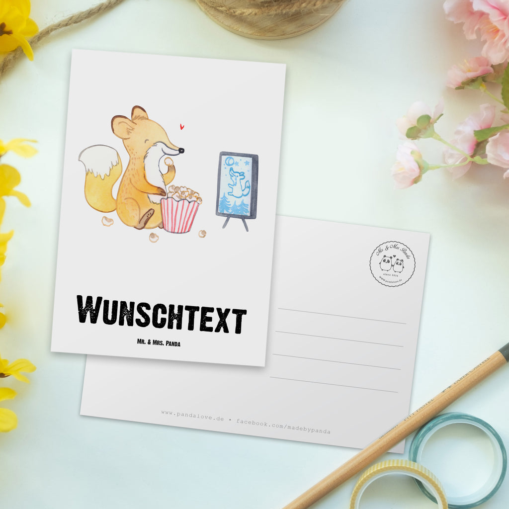 Personalisierte Postkarte Fuchs Filme gucken Medizin Postkarte mit Namen, Postkarte bedrucken, Postkarte mit Wunschtext, Postkarte personalisierbar, Geschenkkarte mit Namen, Grußkarte mit Namen, Karte mit Namen, Einladung mit Namen, Ansichtskarte mit Namen, Geschenkkarte mit Wunschtext, Grußkarte mit Wunschtext, Karte mit Wunschtext, Einladung mit Wunschtext, Ansichtskarte mit Wunschtext, Geschenk, Sport, Sportart, Hobby, Schenken, Danke, Dankeschön, Auszeichnung, Gewinn, Sportler, Filmabend, Filme gucken, TV, Fernsehen, Kino