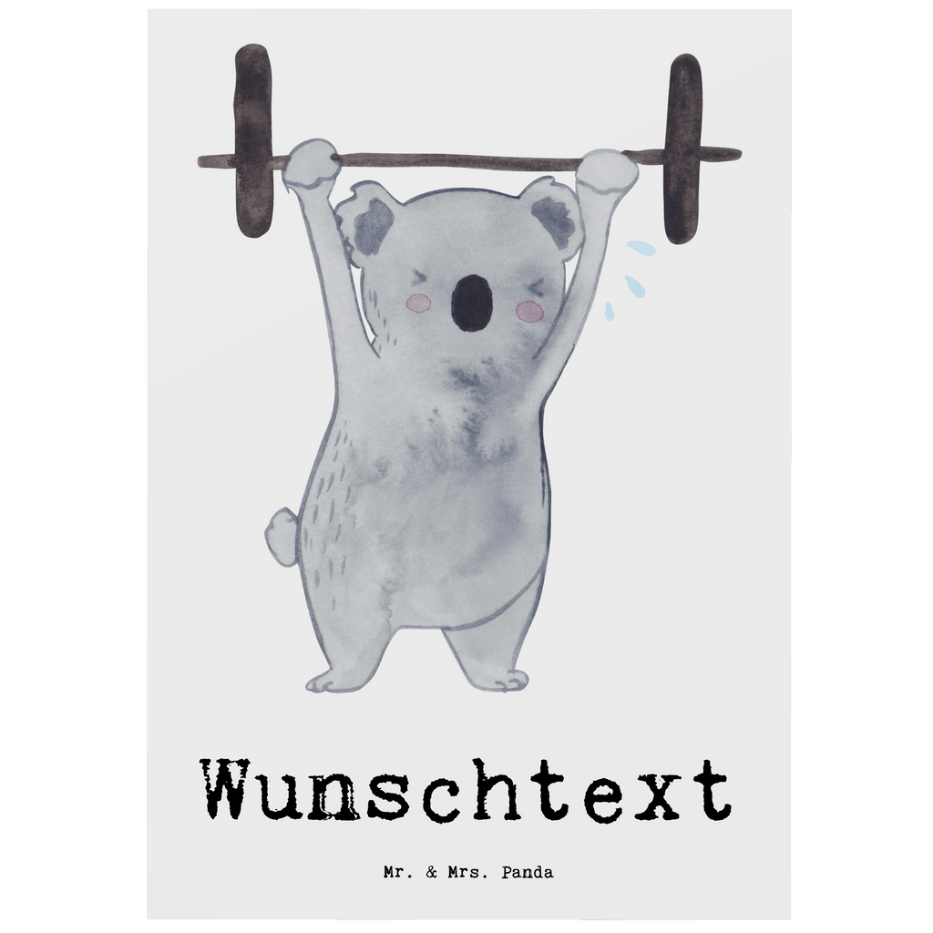 Personalisierte Postkarte Koala Crossfit Medizin Postkarte mit Namen, Postkarte bedrucken, Postkarte mit Wunschtext, Postkarte personalisierbar, Geschenkkarte mit Namen, Grußkarte mit Namen, Karte mit Namen, Einladung mit Namen, Ansichtskarte mit Namen, Geschenkkarte mit Wunschtext, Grußkarte mit Wunschtext, Karte mit Wunschtext, Einladung mit Wunschtext, Ansichtskarte mit Wunschtext, Geschenk, Sport, Sportart, Hobby, Schenken, Danke, Dankeschön, Auszeichnung, Gewinn, Sportler, Crossfit, Wettkampfsport, Sportschule