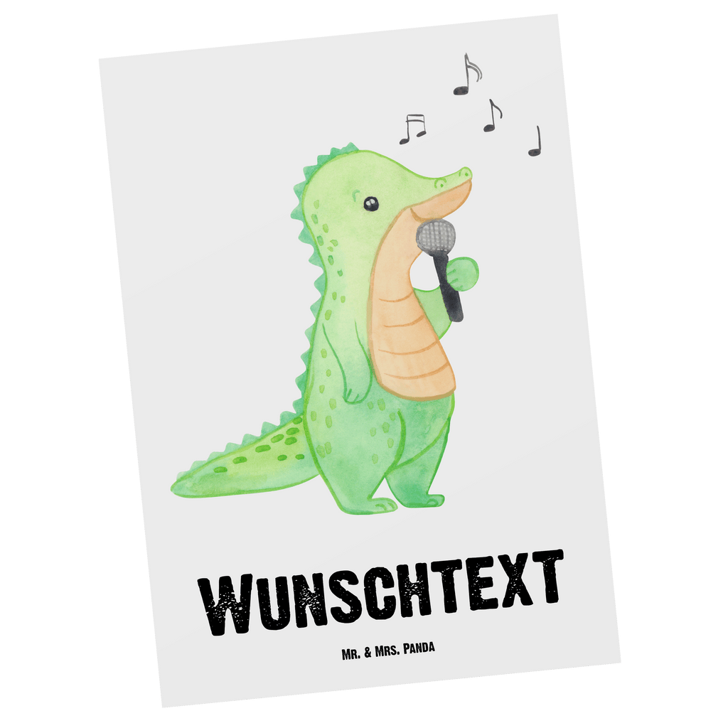 Personalisierte Postkarte Krokodil Singen Medizin Postkarte mit Namen, Postkarte bedrucken, Postkarte mit Wunschtext, Postkarte personalisierbar, Geschenkkarte mit Namen, Grußkarte mit Namen, Karte mit Namen, Einladung mit Namen, Ansichtskarte mit Namen, Geschenkkarte mit Wunschtext, Grußkarte mit Wunschtext, Karte mit Wunschtext, Einladung mit Wunschtext, Ansichtskarte mit Wunschtext, Geschenk, Sport, Sportart, Hobby, Schenken, Danke, Dankeschön, Auszeichnung, Gewinn, Sportler, Singen, Band, Live Auftritt, Gesang, Hobbysänger