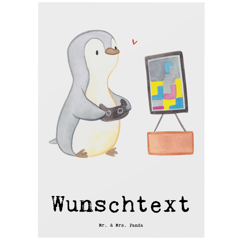 Personalisierte Postkarte Pinguin Zocken Tage Postkarte mit Namen, Postkarte bedrucken, Postkarte mit Wunschtext, Postkarte personalisierbar, Geschenkkarte mit Namen, Grußkarte mit Namen, Karte mit Namen, Einladung mit Namen, Ansichtskarte mit Namen, Geschenkkarte mit Wunschtext, Grußkarte mit Wunschtext, Karte mit Wunschtext, Einladung mit Wunschtext, Ansichtskarte mit Wunschtext, Geschenk, Sport, Sportart, Hobby, Schenken, Danke, Dankeschön, Auszeichnung, Gewinn, Sportler, Zocken, Gaming, Videospiele, Videogames