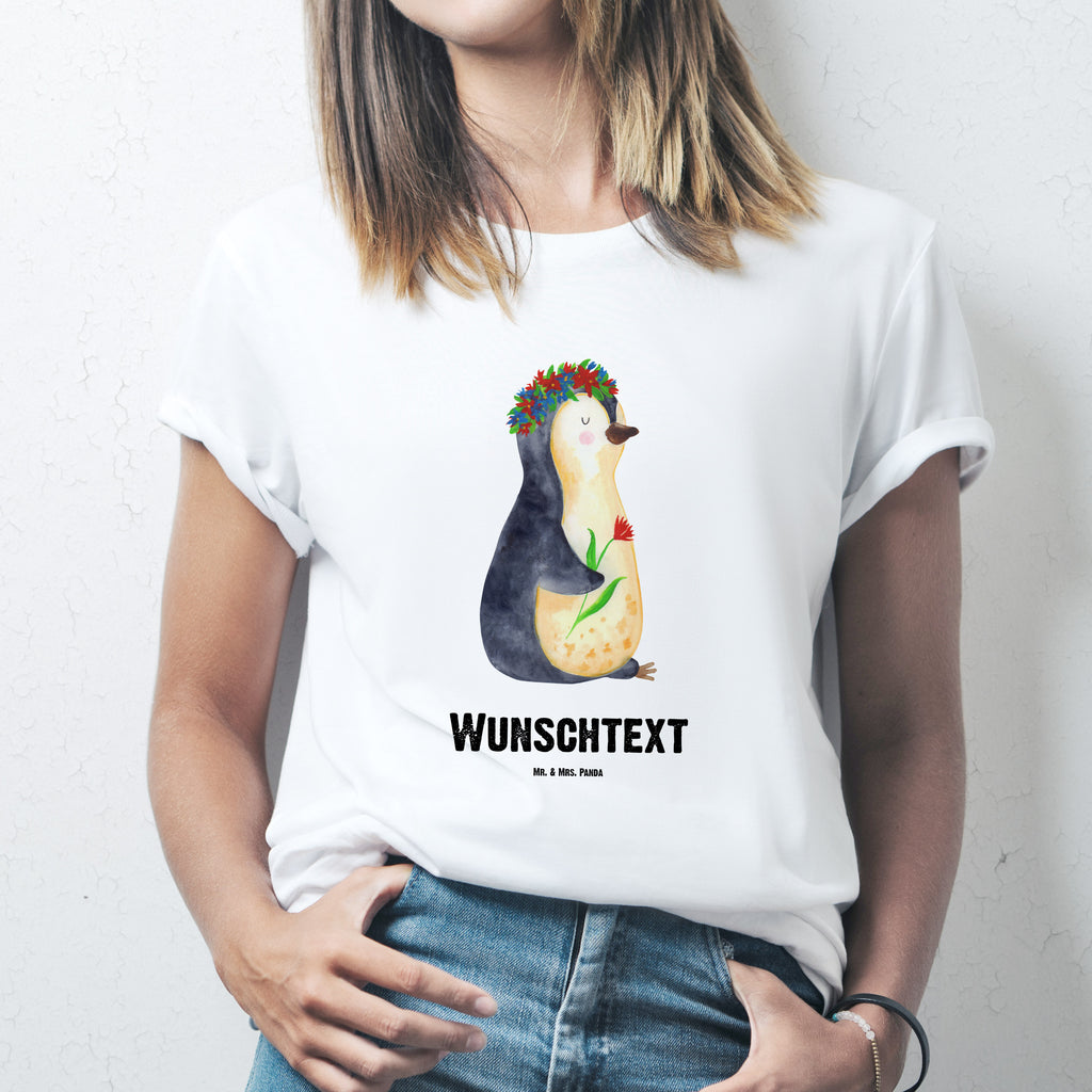 Größe S Personalisiertes T-Shirt Pinguin Blumenkranz T-Shirt Personalisiert, T-Shirt mit Namen, T-Shirt mit Aufruck, Männer, Frauen, Pinguin, Pinguine, Blumenkranz, Universum, Leben, Wünsche, Ziele, Lebensziele, Motivation, Lebenslust, Liebeskummer, Geschenkidee