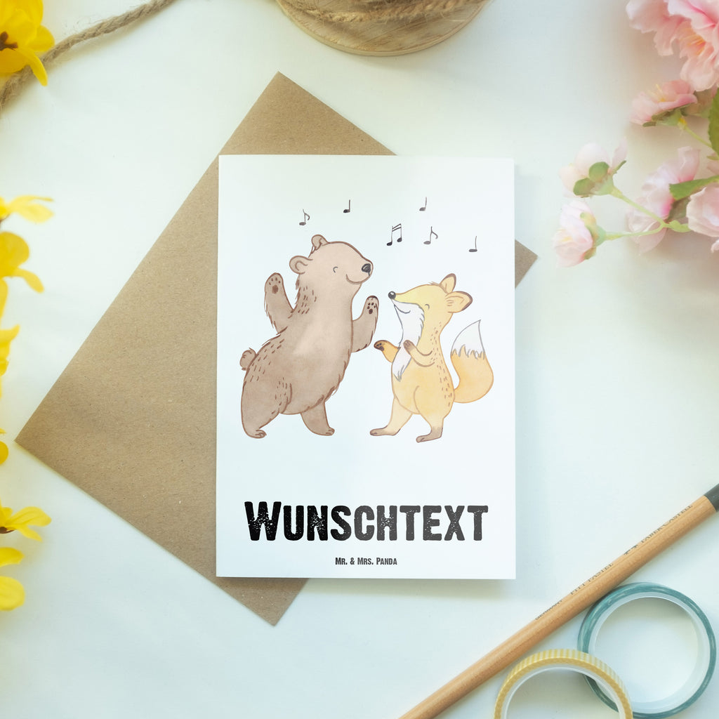 Personalisierte Grußkarte Bär & Fuchs Disco Tage Personalisierte Grußkarte, Personalisiertere Klappkarte, Personalisierte Einladungskarte, Personalisierte Glückwunschkarte, Personalisierte Hochzeitskarte, Personalisierte Geburtstagskarte, Grußkarte mit Namen, Grußkarte selber drucken, Grußkarte selbst gestalten, Grußkarte mit persönlichen Nachrichten, Grußkarte als Geldgeschenk, Grußkarten personalisiert, Geschenk, Sport, Sportart, Hobby, Schenken, Danke, Dankeschön, Auszeichnung, Gewinn, Sportler, Disco, Clubs, Tanzen, Feiern, Clubbing, Tanzstimmung, Nachtclub