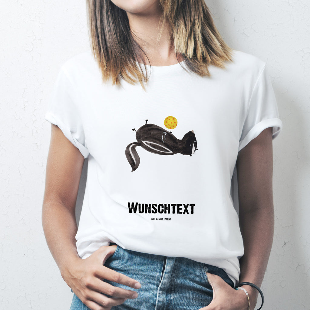Größe S Personalisiertes T-Shirt Stinktier Ball T-Shirt Personalisiert, T-Shirt mit Namen, T-Shirt mit Aufruck, Männer, Frauen, Stinktier, Skunk, Wildtier, Raubtier, Stinker, Stinki, verspielt, Weisheit