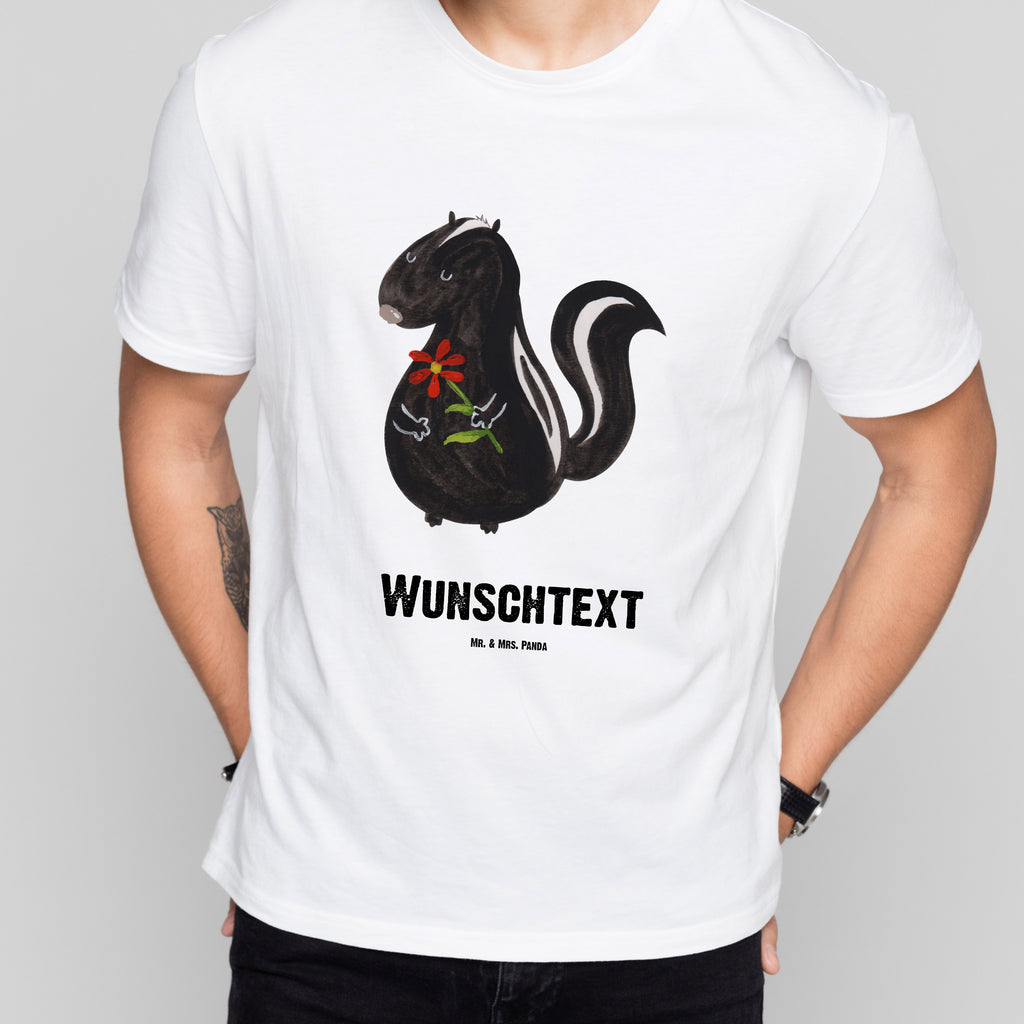 Größe XXL Personalisiertes T-Shirt Stinktier Blume T-Shirt Personalisiert, T-Shirt mit Namen, T-Shirt mit Aufruck, Männer, Frauen, Wunschtext, Bedrucken, Stinktier, Skunk, Wildtier, Raubtier, Stinker, Stinki, Tagträumer, verträumt, Dreams, Träume