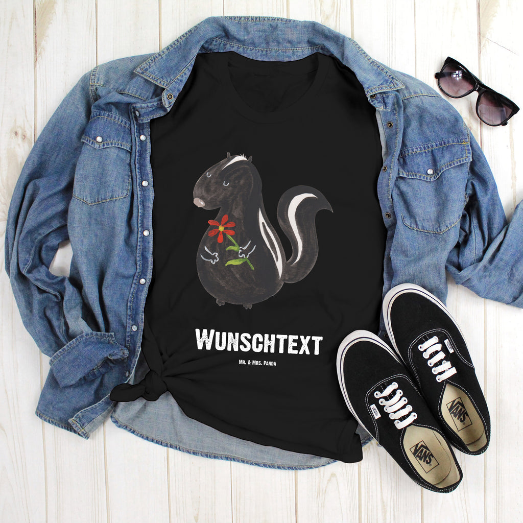 Größe XXL Personalisiertes T-Shirt Stinktier Blume T-Shirt Personalisiert, T-Shirt mit Namen, T-Shirt mit Aufruck, Männer, Frauen, Wunschtext, Bedrucken, Stinktier, Skunk, Wildtier, Raubtier, Stinker, Stinki, Tagträumer, verträumt, Dreams, Träume