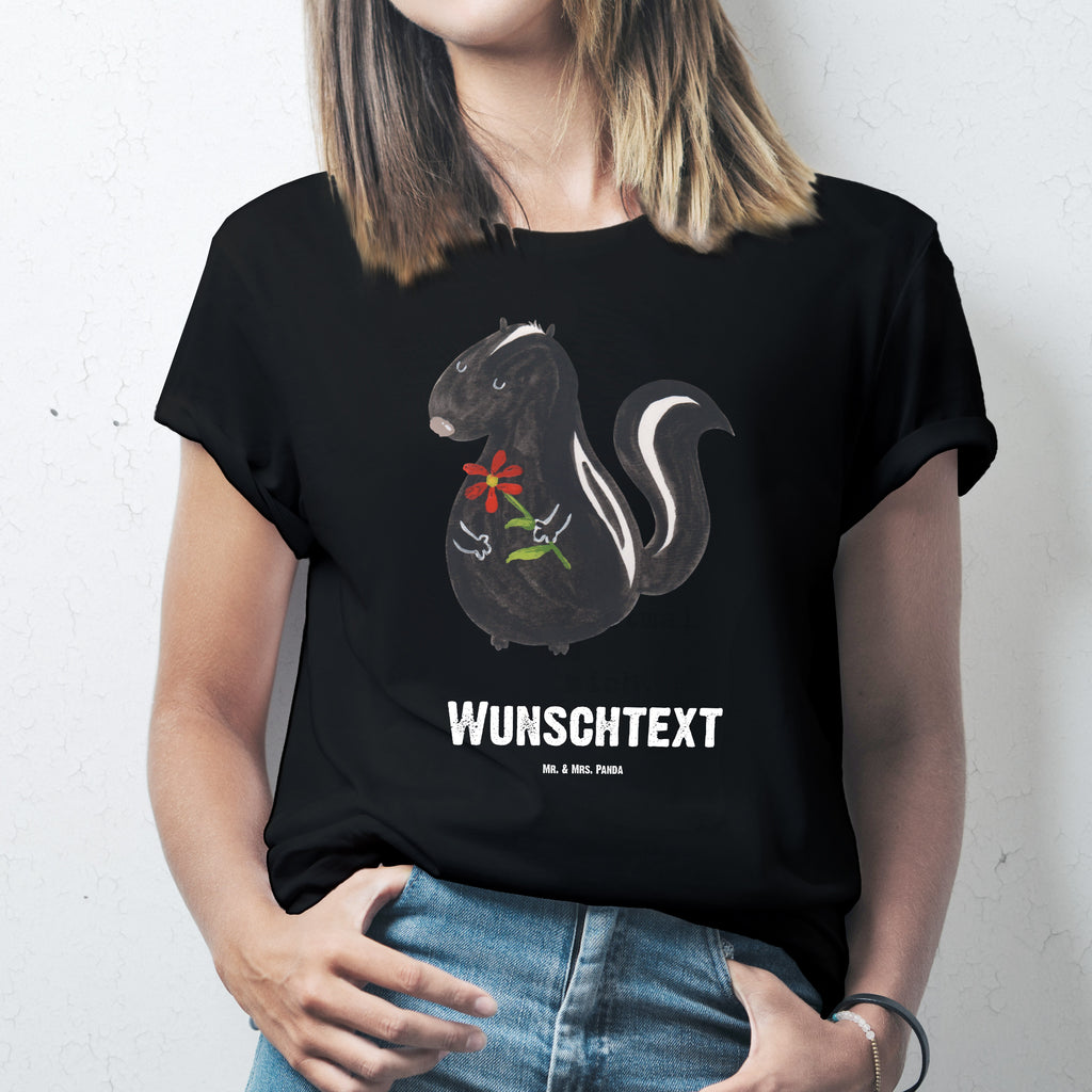 Größe XXL Personalisiertes T-Shirt Stinktier Blume T-Shirt Personalisiert, T-Shirt mit Namen, T-Shirt mit Aufruck, Männer, Frauen, Wunschtext, Bedrucken, Stinktier, Skunk, Wildtier, Raubtier, Stinker, Stinki, Tagträumer, verträumt, Dreams, Träume