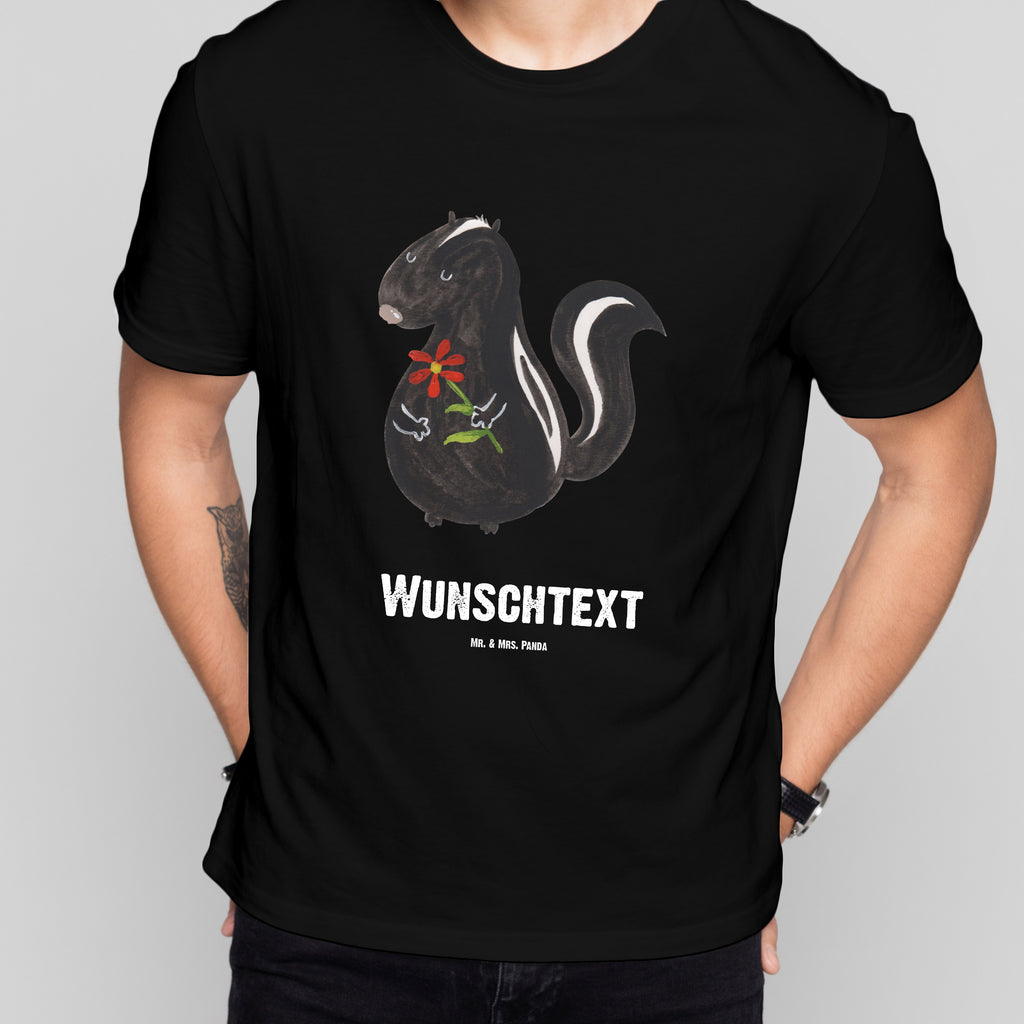 Größe XXL Personalisiertes T-Shirt Stinktier Blume T-Shirt Personalisiert, T-Shirt mit Namen, T-Shirt mit Aufruck, Männer, Frauen, Wunschtext, Bedrucken, Stinktier, Skunk, Wildtier, Raubtier, Stinker, Stinki, Tagträumer, verträumt, Dreams, Träume