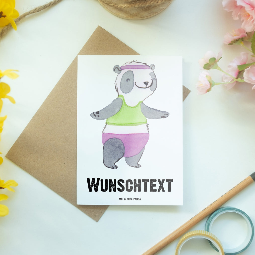 Personalisierte Grußkarte Panda Aerobic Tage Personalisierte Grußkarte, Personalisiertere Klappkarte, Personalisierte Einladungskarte, Personalisierte Glückwunschkarte, Personalisierte Hochzeitskarte, Personalisierte Geburtstagskarte, Grußkarte mit Namen, Grußkarte selber drucken, Grußkarte selbst gestalten, Grußkarte mit persönlichen Nachrichten, Grußkarte als Geldgeschenk, Grußkarten personalisiert, Geschenk, Sport, Sportart, Hobby, Schenken, Danke, Dankeschön, Auszeichnung, Gewinn, Sportler, Aerobic, Aerobic Fitness, Fitnessstudio