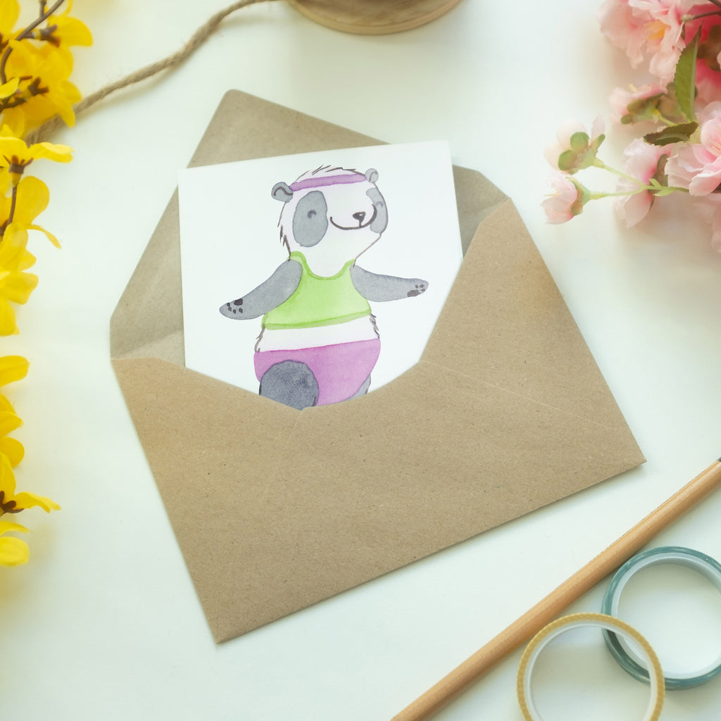 Personalisierte Grußkarte Panda Aerobic Tage Personalisierte Grußkarte, Personalisiertere Klappkarte, Personalisierte Einladungskarte, Personalisierte Glückwunschkarte, Personalisierte Hochzeitskarte, Personalisierte Geburtstagskarte, Grußkarte mit Namen, Grußkarte selber drucken, Grußkarte selbst gestalten, Grußkarte mit persönlichen Nachrichten, Grußkarte als Geldgeschenk, Grußkarten personalisiert, Geschenk, Sport, Sportart, Hobby, Schenken, Danke, Dankeschön, Auszeichnung, Gewinn, Sportler, Aerobic, Aerobic Fitness, Fitnessstudio