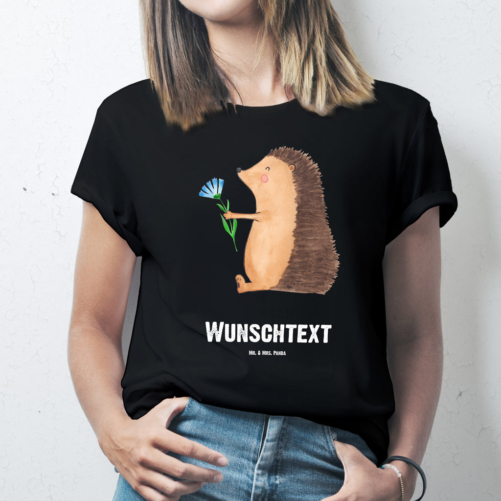Größe M Personalisiertes T-Shirt Igel mit Blume T-Shirt Personalisiert, T-Shirt mit Namen, T-Shirt mit Aufruck, Männer, Frauen, Tiermotive, Gute Laune, lustige Sprüche, Tiere, Igel, Gute Besserung, Genesungswünsche, Krankheit, Krankenhaus, krank, Besuch
