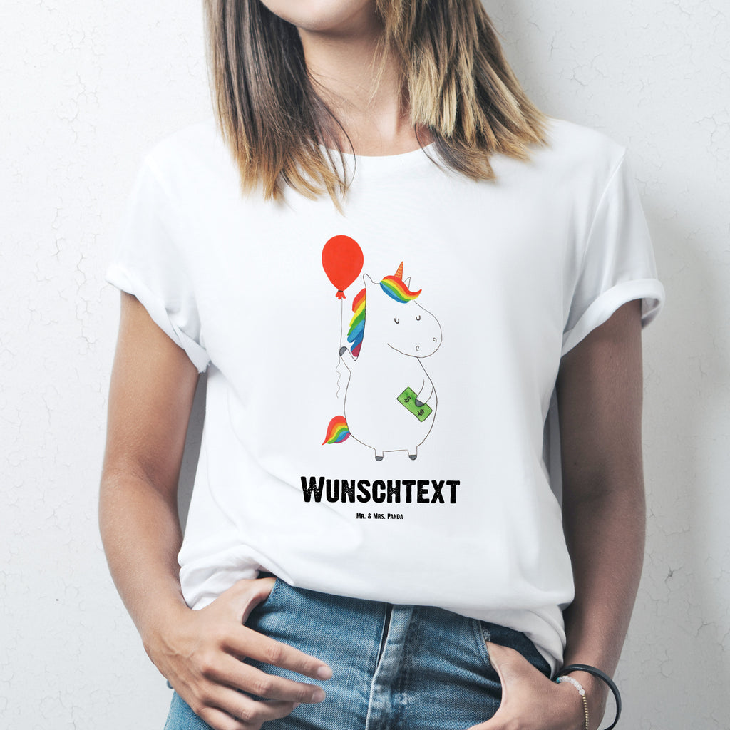 Größe M Personalisiertes T-Shirt Einhorn Luftballon T-Shirt Personalisiert, T-Shirt mit Namen, T-Shirt mit Aufruck, Männer, Frauen, Einhorn, Einhörner, Einhorn Deko, Pegasus, Unicorn, Luftballon, Geld, Lebenslust, Freude, Geschenk, Freundin