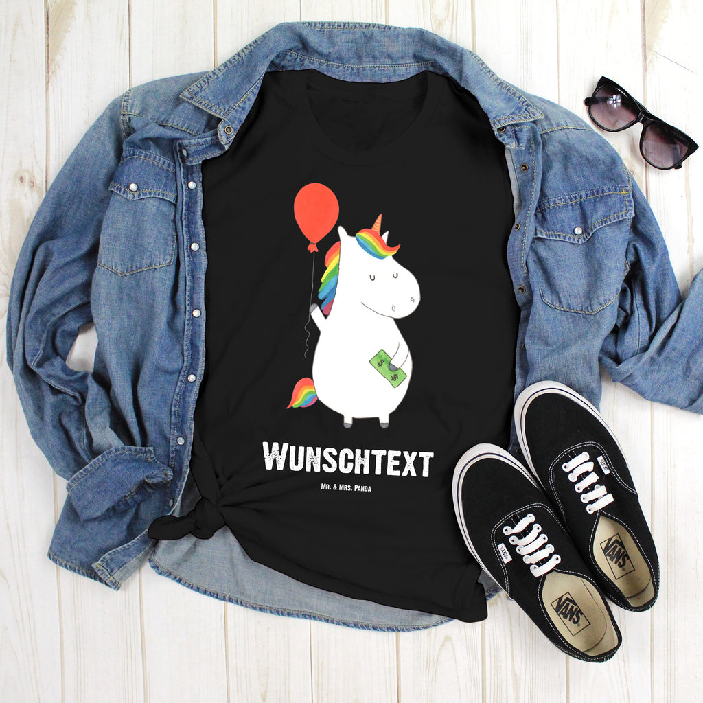 Größe M Personalisiertes T-Shirt Einhorn Luftballon T-Shirt Personalisiert, T-Shirt mit Namen, T-Shirt mit Aufruck, Männer, Frauen, Einhorn, Einhörner, Einhorn Deko, Pegasus, Unicorn, Luftballon, Geld, Lebenslust, Freude, Geschenk, Freundin