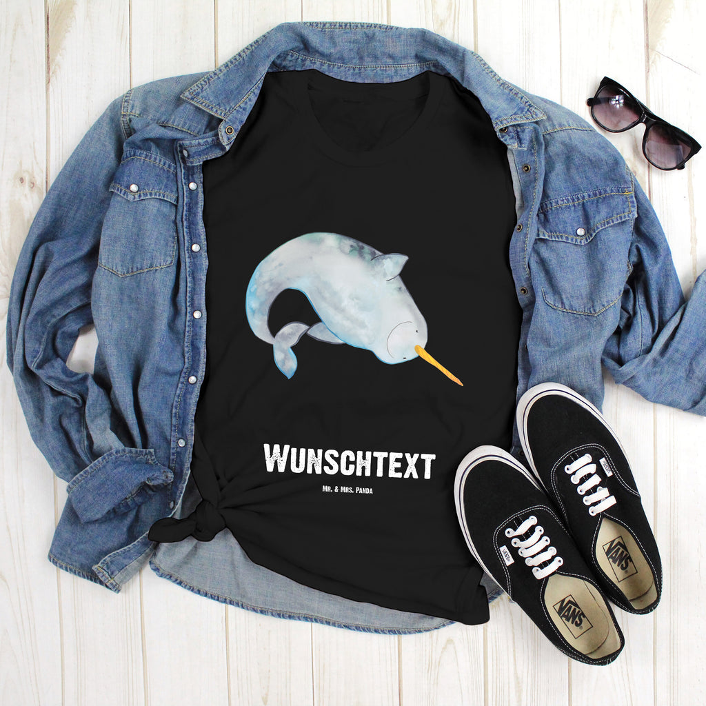 Größe M Personalisiertes T-Shirt Narwal T-Shirt Personalisiert, T-Shirt mit Namen, T-Shirt mit Aufruck, Männer, Frauen, Meerestiere, Meer, Urlaub, Narwal, Wal, Putzen, Hausfrau, Junggesellin, aufräumen, Kinderzimmer