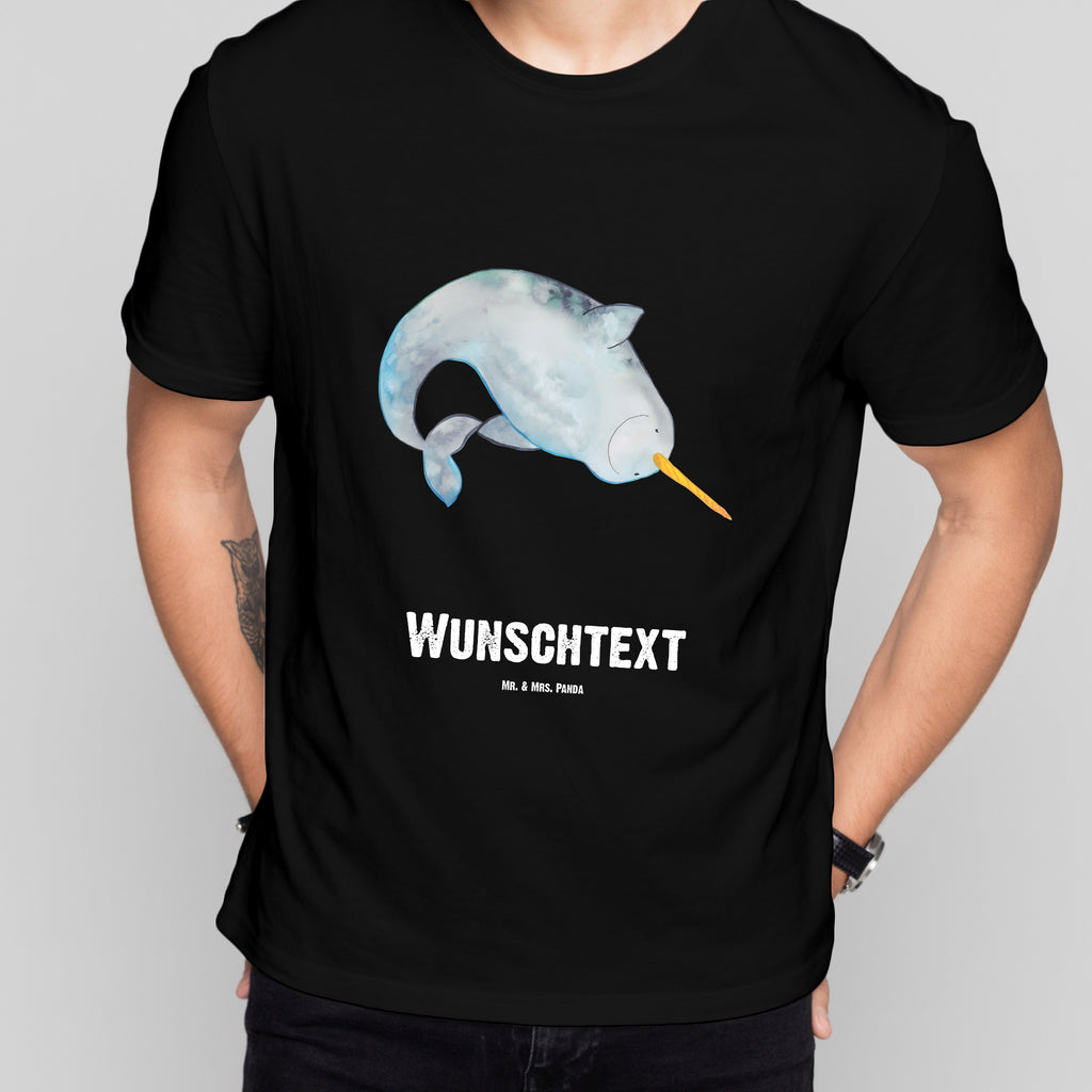 Größe M Personalisiertes T-Shirt Narwal T-Shirt Personalisiert, T-Shirt mit Namen, T-Shirt mit Aufruck, Männer, Frauen, Meerestiere, Meer, Urlaub, Narwal, Wal, Putzen, Hausfrau, Junggesellin, aufräumen, Kinderzimmer