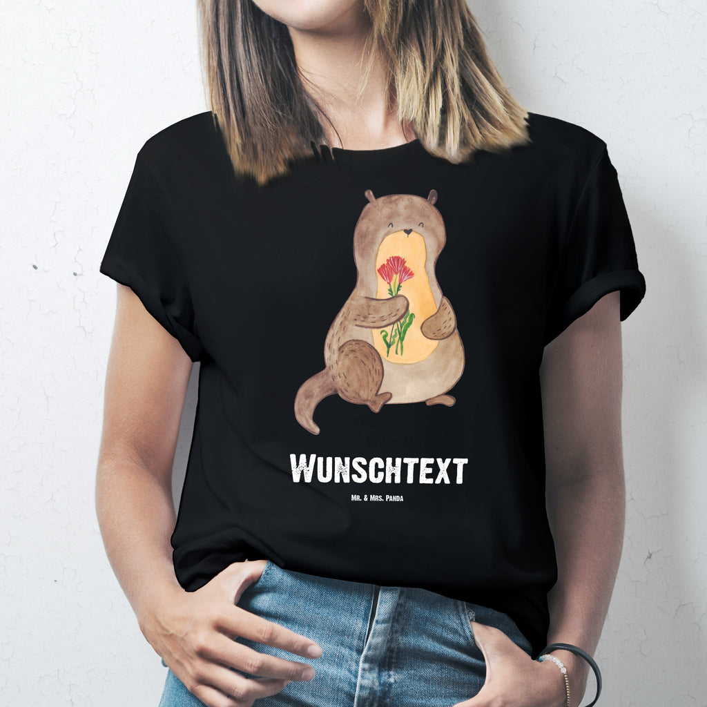 Größe M Personalisiertes T-Shirt Otter Blumenstrauß T-Shirt Personalisiert, T-Shirt mit Namen, T-Shirt mit Aufruck, Männer, Frauen, Otter, Fischotter, Seeotter, Otter Seeotter See Otter