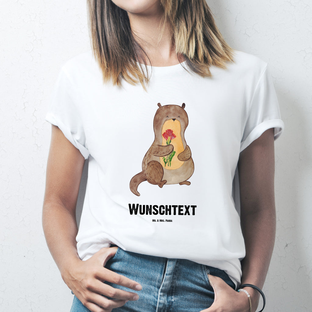 Größe M Personalisiertes T-Shirt Otter Blumenstrauß T-Shirt Personalisiert, T-Shirt mit Namen, T-Shirt mit Aufruck, Männer, Frauen, Otter, Fischotter, Seeotter, Otter Seeotter See Otter