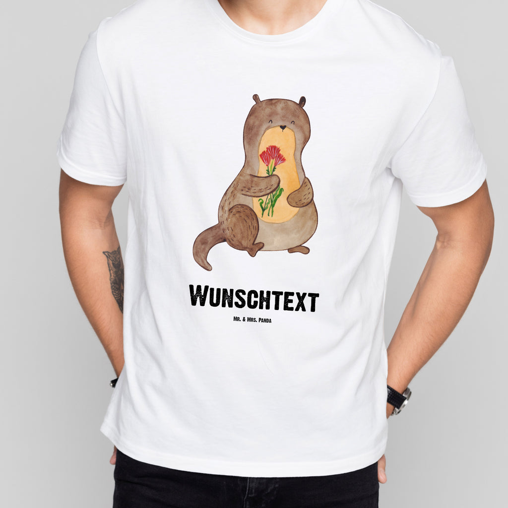 Größe M Personalisiertes T-Shirt Otter Blumenstrauß T-Shirt Personalisiert, T-Shirt mit Namen, T-Shirt mit Aufruck, Männer, Frauen, Otter, Fischotter, Seeotter, Otter Seeotter See Otter
