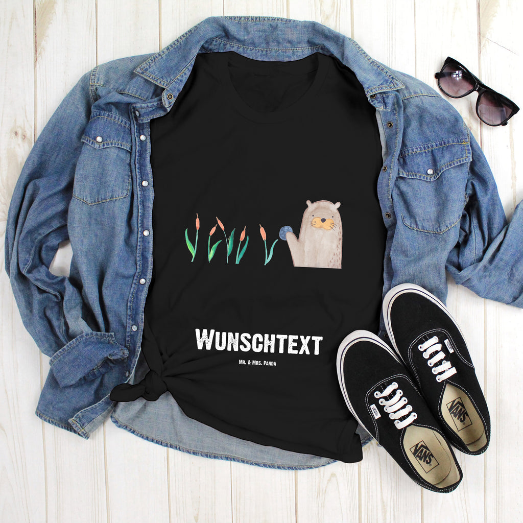 Größe M Personalisiertes T-Shirt Otter mit Stein T-Shirt Personalisiert, T-Shirt mit Namen, T-Shirt mit Aufruck, Männer, Frauen, Otter, Fischotter, Seeotter, Otter Seeotter See Otter
