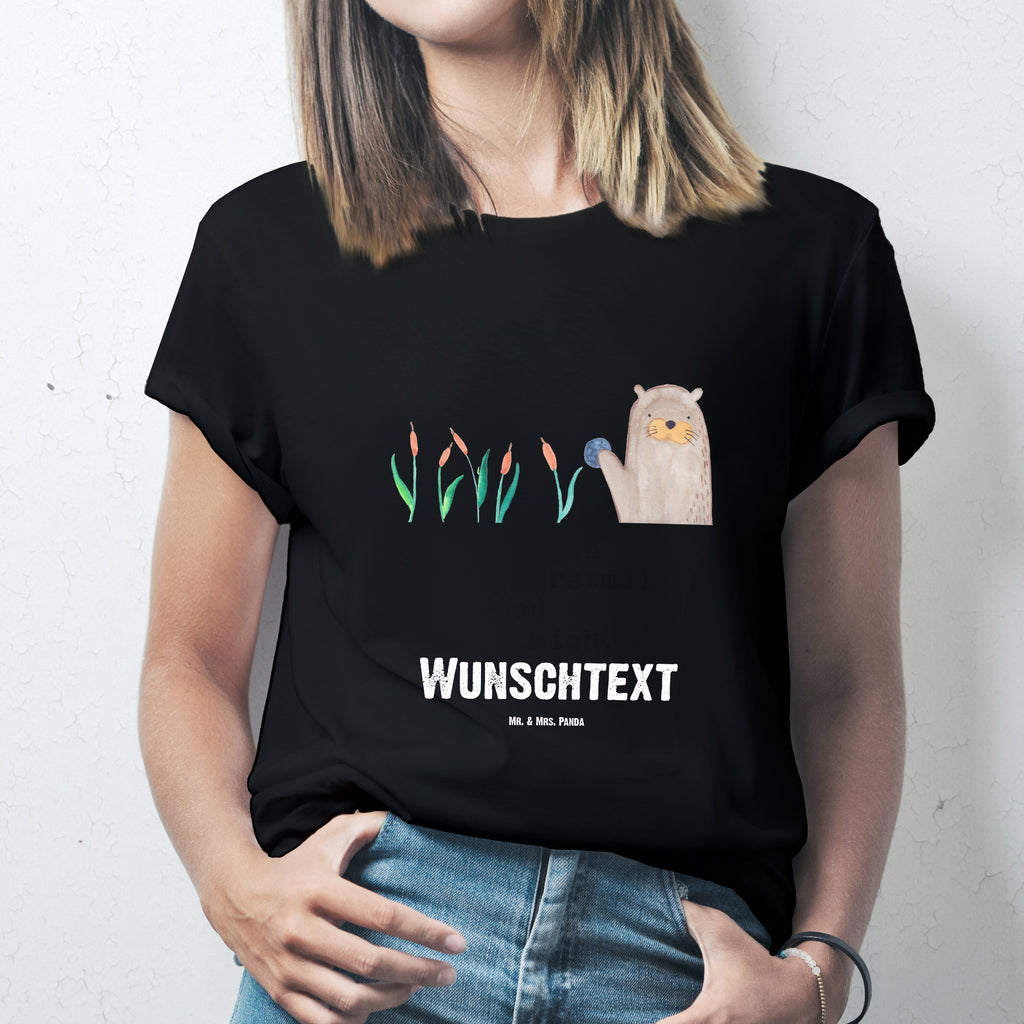 Größe M Personalisiertes T-Shirt Otter mit Stein T-Shirt Personalisiert, T-Shirt mit Namen, T-Shirt mit Aufruck, Männer, Frauen, Otter, Fischotter, Seeotter, Otter Seeotter See Otter