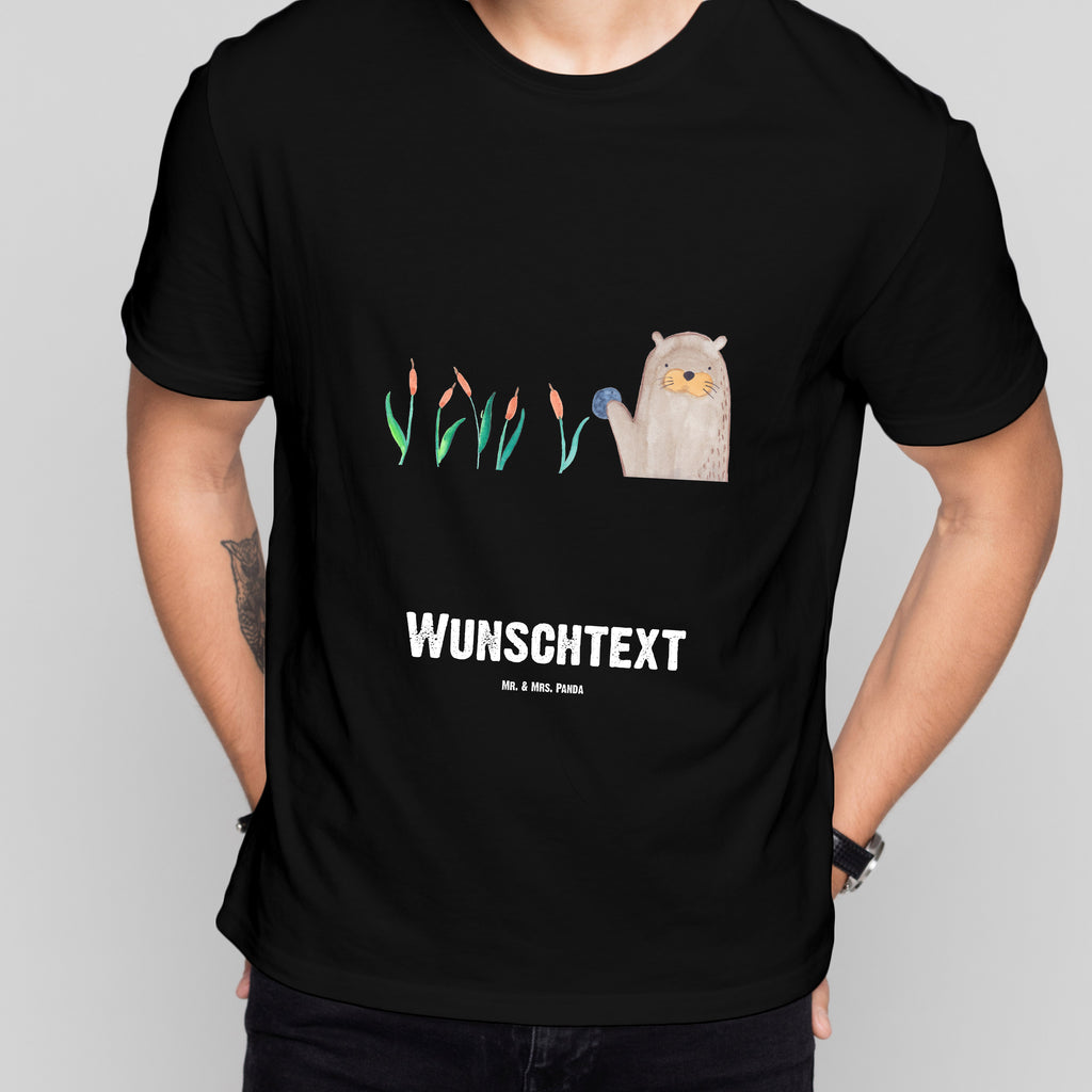 Größe M Personalisiertes T-Shirt Otter mit Stein T-Shirt Personalisiert, T-Shirt mit Namen, T-Shirt mit Aufruck, Männer, Frauen, Otter, Fischotter, Seeotter, Otter Seeotter See Otter