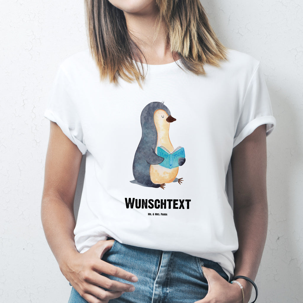 Größe XL Personalisiertes T-Shirt Pinguin Buch T-Shirt Personalisiert, T-Shirt mit Namen, T-Shirt mit Aufruck, Männer, Frauen, Pinguin, Pinguine, Buch, Lesen, Bücherwurm, Nichtstun, Faulenzen, Ferien, Urlaub, Freizeit
