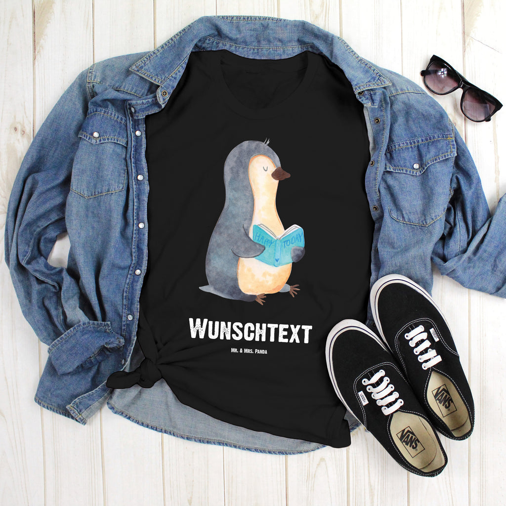 Größe XL Personalisiertes T-Shirt Pinguin Buch T-Shirt Personalisiert, T-Shirt mit Namen, T-Shirt mit Aufruck, Männer, Frauen, Pinguin, Pinguine, Buch, Lesen, Bücherwurm, Nichtstun, Faulenzen, Ferien, Urlaub, Freizeit