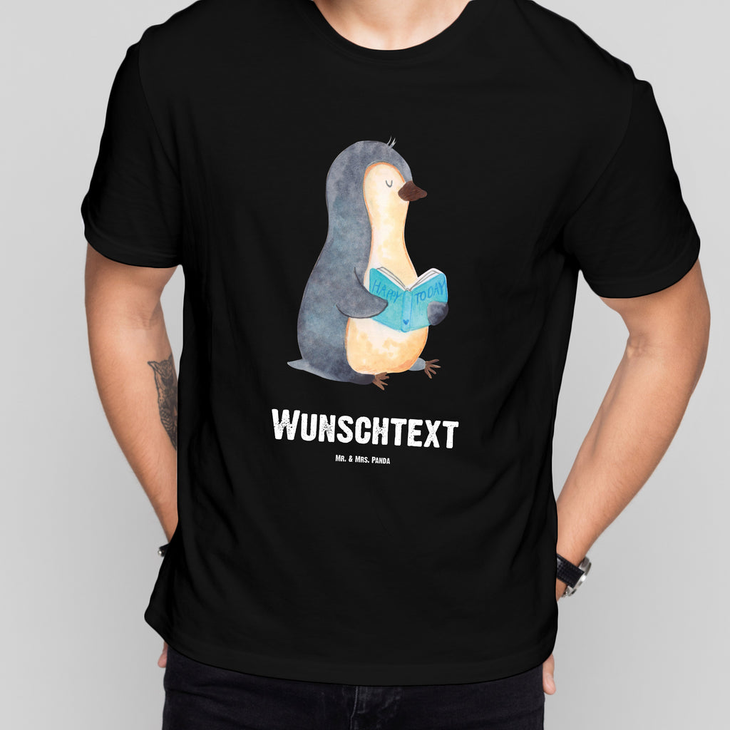 Größe XL Personalisiertes T-Shirt Pinguin Buch T-Shirt Personalisiert, T-Shirt mit Namen, T-Shirt mit Aufruck, Männer, Frauen, Pinguin, Pinguine, Buch, Lesen, Bücherwurm, Nichtstun, Faulenzen, Ferien, Urlaub, Freizeit