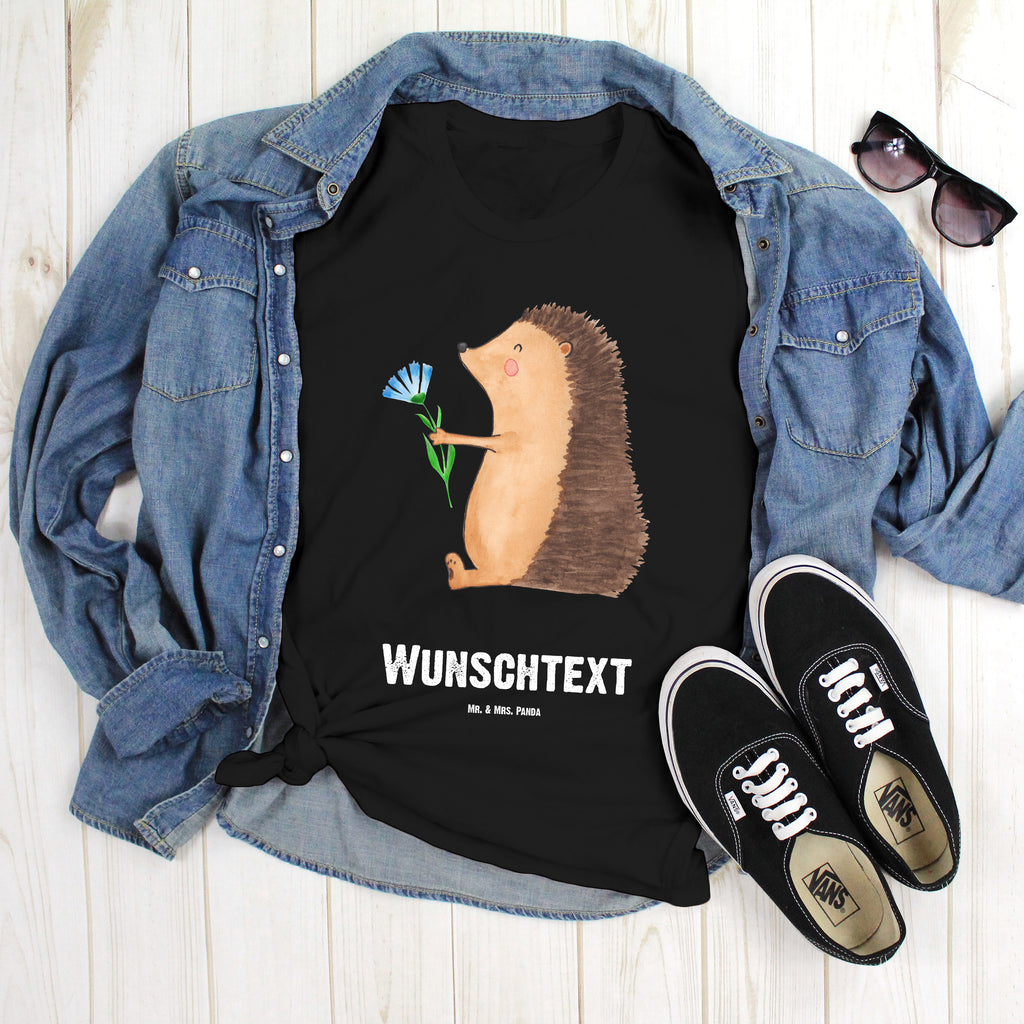Größe XL Personalisiertes T-Shirt Igel mit Blume T-Shirt Personalisiert, T-Shirt mit Namen, T-Shirt mit Aufruck, Männer, Frauen, Tiermotive, Gute Laune, lustige Sprüche, Tiere, Igel, Gute Besserung, Genesungswünsche, Krankheit, Krankenhaus, krank, Besuch