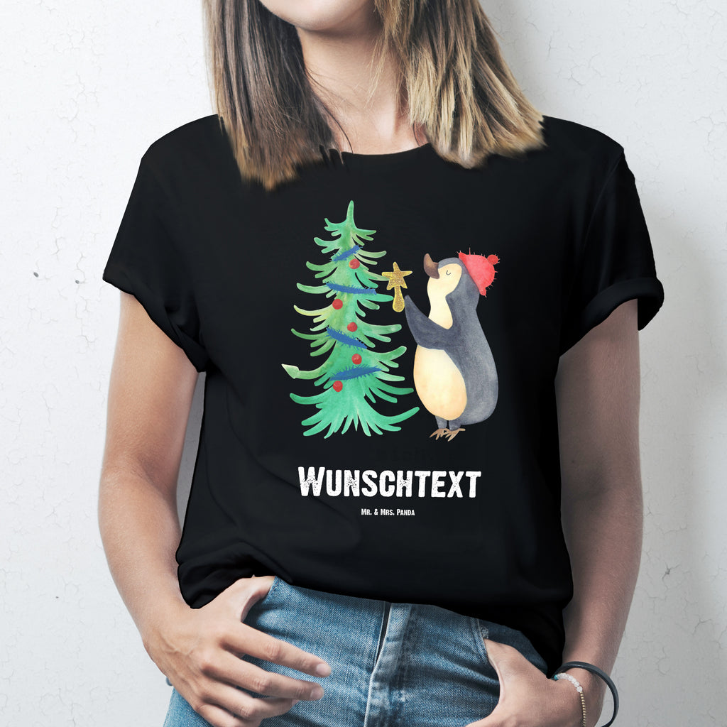 Größe XL Personalisiertes T-Shirt Pinguin Weihnachtsbaum T-Shirt Personalisiert, T-Shirt mit Namen, T-Shirt mit Aufruck, Männer, Frauen, Winter, Weihnachten, Weihnachtsdeko, Nikolaus, Advent, Heiligabend, Wintermotiv, Pinguin