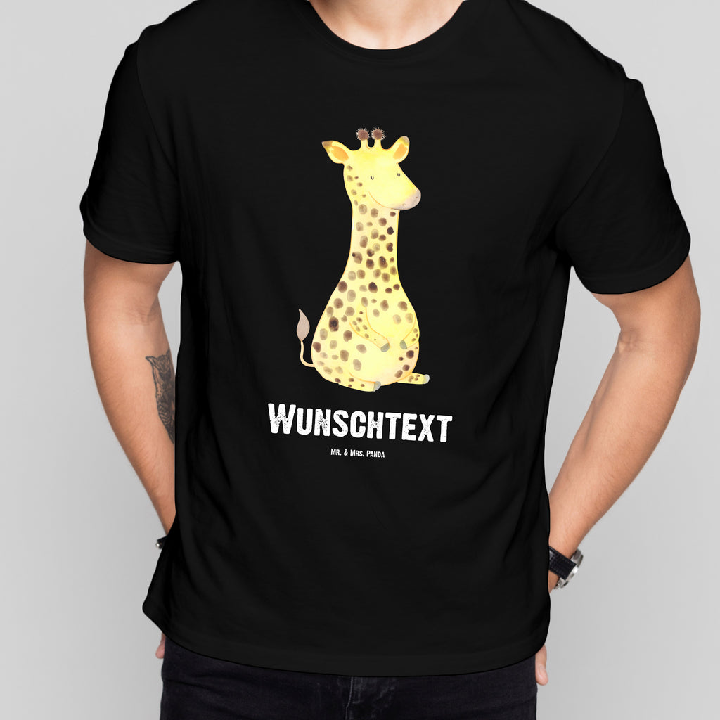 Größe XL Personalisiertes T-Shirt Giraffe Zufrieden T-Shirt Personalisiert, T-Shirt mit Namen, T-Shirt mit Aufruck, Männer, Frauen, Afrika, Wildtiere, Giraffe, Zufrieden, Glück, Abenteuer