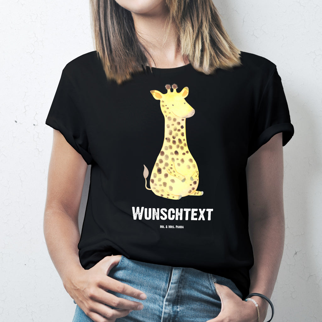 Größe XL Personalisiertes T-Shirt Giraffe Zufrieden T-Shirt Personalisiert, T-Shirt mit Namen, T-Shirt mit Aufruck, Männer, Frauen, Afrika, Wildtiere, Giraffe, Zufrieden, Glück, Abenteuer