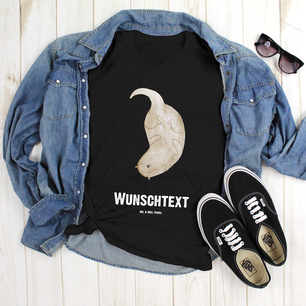 Größe XL Personalisiertes T-Shirt Otter kopfüber T-Shirt Personalisiert, T-Shirt mit Namen, T-Shirt mit Aufruck, Männer, Frauen, Otter, Fischotter, Seeotter, Otter Seeotter See Otter