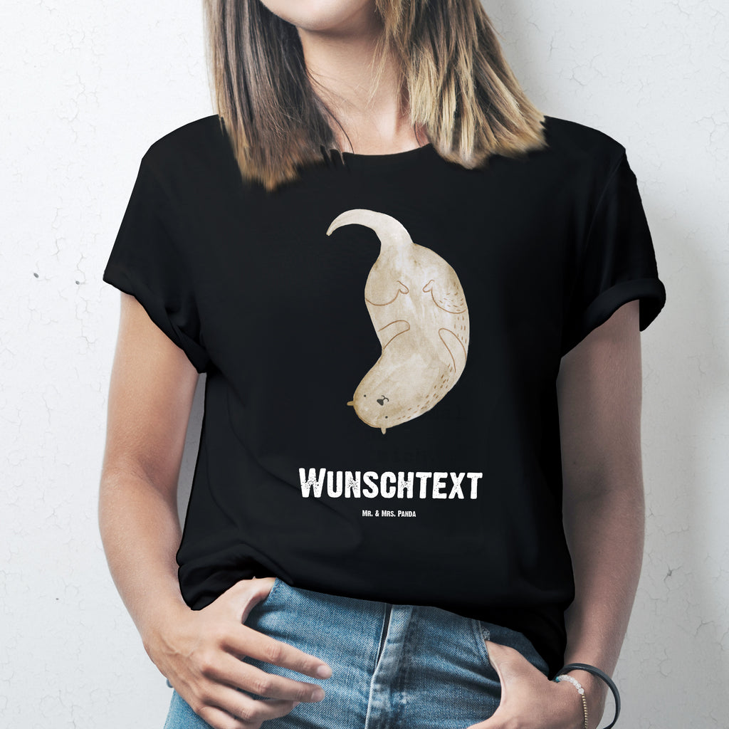 Größe XL Personalisiertes T-Shirt Otter kopfüber T-Shirt Personalisiert, T-Shirt mit Namen, T-Shirt mit Aufruck, Männer, Frauen, Otter, Fischotter, Seeotter, Otter Seeotter See Otter
