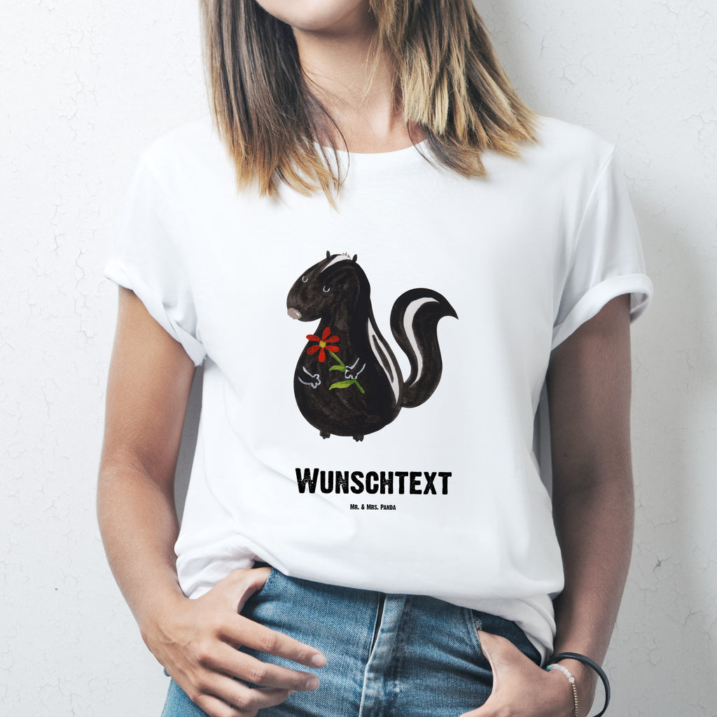 Größe XXL Personalisiertes T-Shirt Stinktier Blume T-Shirt Personalisiert, T-Shirt mit Namen, T-Shirt mit Aufruck, Männer, Frauen, Wunschtext, Bedrucken, Stinktier, Skunk, Wildtier, Raubtier, Stinker, Stinki, Tagträumer, verträumt, Dreams, Träume