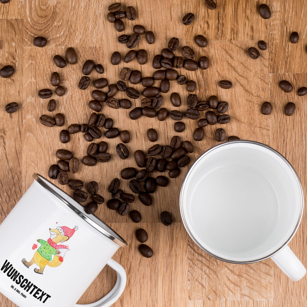 Personalisierte Emaille Tasse Fuchs  Schlittschuhe Emaille Tasse personalisiert, Emaille Tasse mit Namen, Campingtasse personalisiert, Namenstasse, Campingtasse bedrucken, Campinggeschirr personalsisert, Winter, Weihnachten, Weihnachtsdeko, Nikolaus, Advent, Heiligabend, Wintermotiv, Weihnachtsmann, Weihnachtstage, Weihnachtsbaum, Tannenbaum, Weihnachtszeit