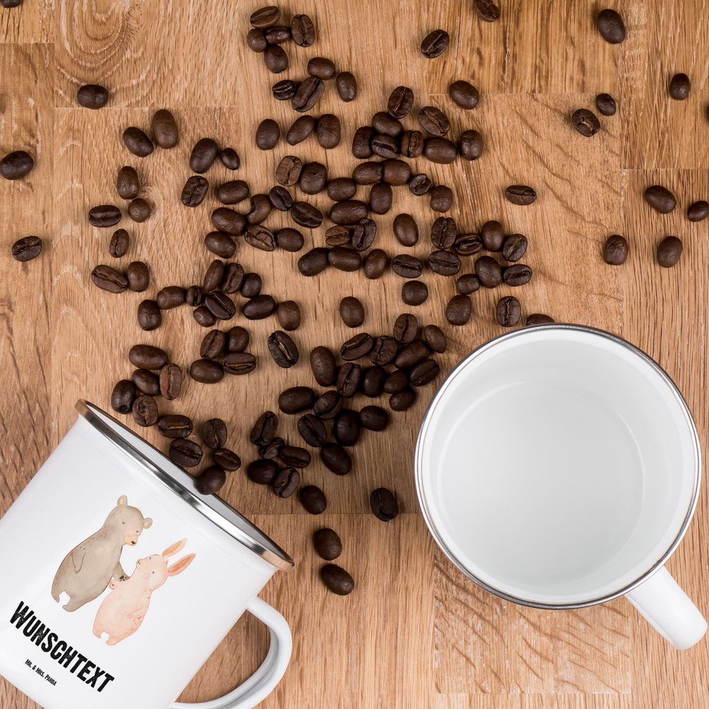 Personalisierte Emaille Tasse Bär Hase Umarmen Emaille Tasse personalisiert, Emaille Tasse mit Namen, Campingtasse personalisiert, Namenstasse, Campingtasse bedrucken, Campinggeschirr personalsisert, Liebe, Partner, Freund, Freundin, Ehemann, Ehefrau, Heiraten, Verlobung, Heiratsantrag, Liebesgeschenk, Jahrestag, Hocheitstag, Freunde, bester Freund, Hase, Bär, Bärchen, best friends