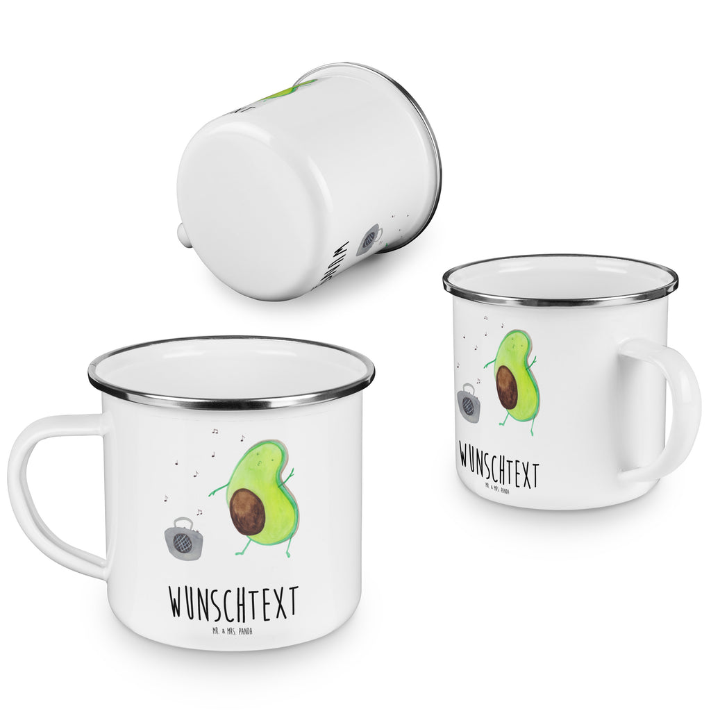 Personalisierte Emaille Tasse Avocado tanzt Emaille Tasse personalisiert, Emaille Tasse mit Namen, Campingtasse personalisiert, Namenstasse, Campingtasse bedrucken, Campinggeschirr personalsisert, Avocado, Veggie, Vegan, Gesund