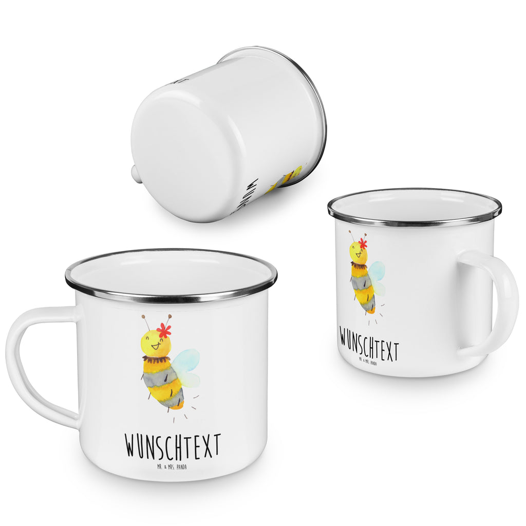 Personalisierte Emaille Tasse Biene Blume Emaille Tasse personalisiert, Emaille Tasse mit Namen, Campingtasse personalisiert, Namenstasse, Campingtasse bedrucken, Campinggeschirr personalsisert, Biene, Wespe, Hummel