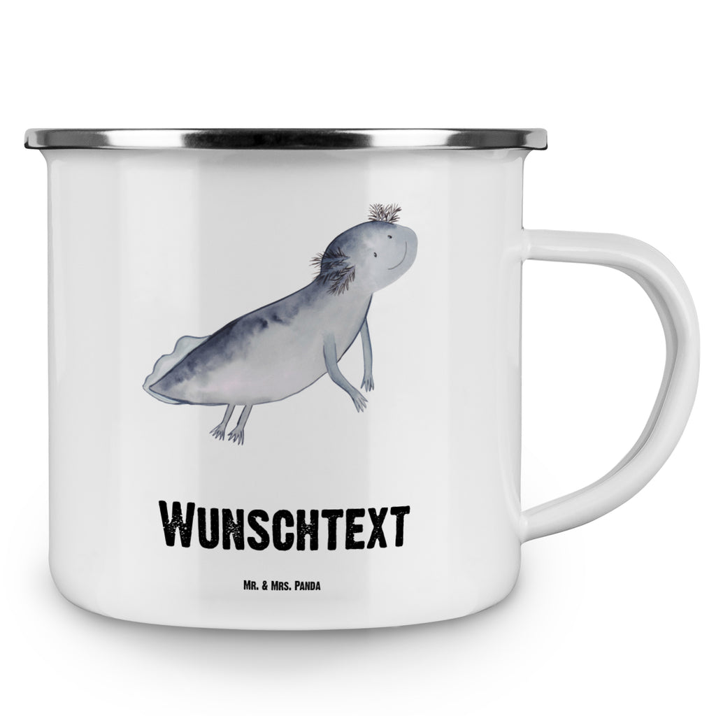 Personalisierte Emaille Tasse Axolotl schwimmt Emaille Tasse personalisiert, Emaille Tasse mit Namen, Campingtasse personalisiert, Namenstasse, Campingtasse bedrucken, Campinggeschirr personalsisert, Axolotl, Molch, Axolot, Schwanzlurch, Lurch, Lurche, Problem, Probleme, Lösungen, Motivation