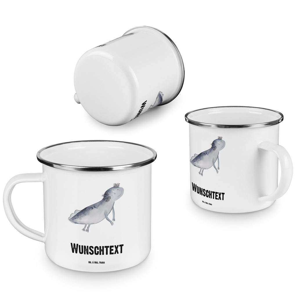 Personalisierte Emaille Tasse Axolotl schwimmt Emaille Tasse personalisiert, Emaille Tasse mit Namen, Campingtasse personalisiert, Namenstasse, Campingtasse bedrucken, Campinggeschirr personalsisert, Axolotl, Molch, Axolot, Schwanzlurch, Lurch, Lurche, Problem, Probleme, Lösungen, Motivation