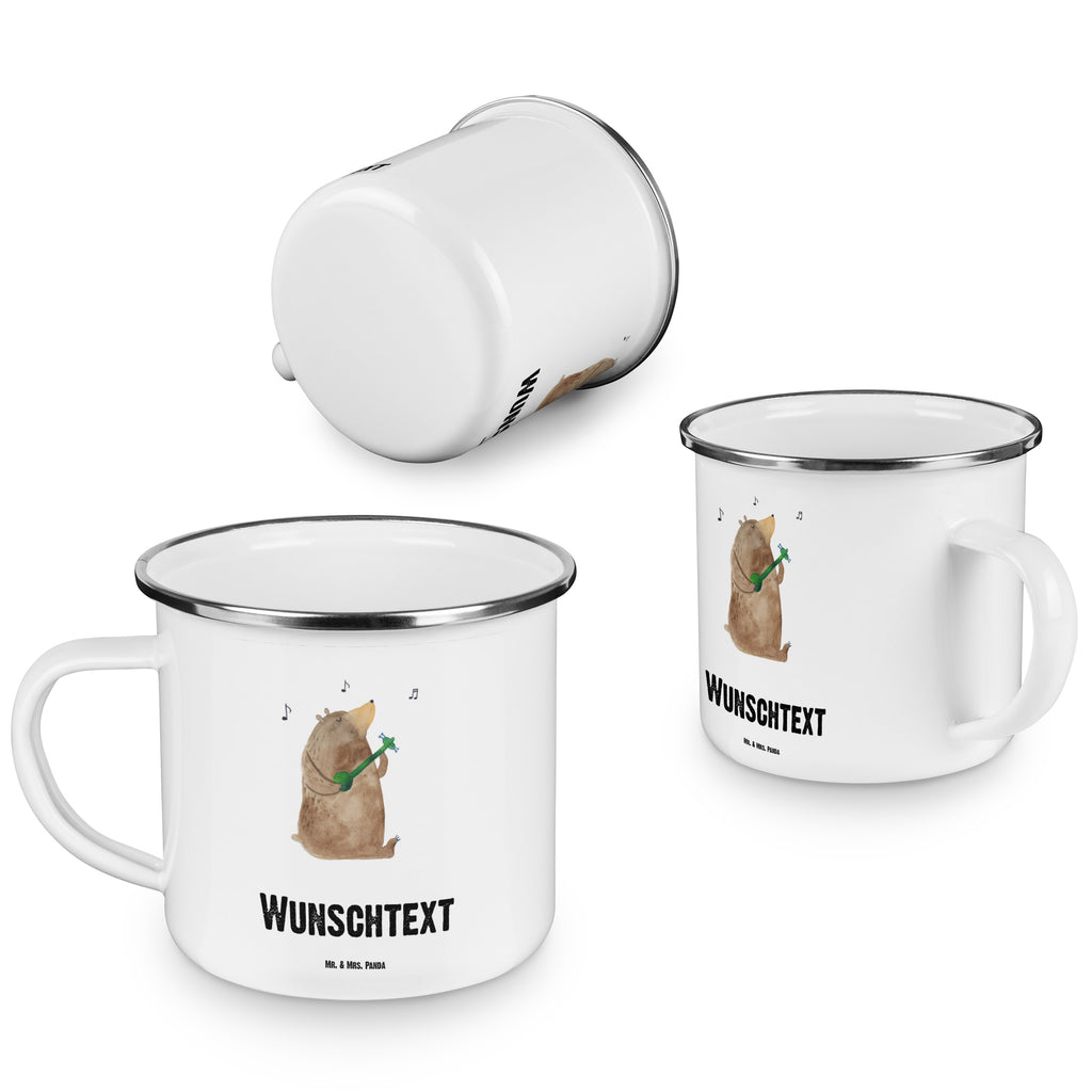 Personalisierte Emaille Tasse Bär Gitarre Emaille Tasse personalisiert, Emaille Tasse mit Namen, Campingtasse personalisiert, Namenstasse, Campingtasse bedrucken, Campinggeschirr personalsisert, Bär, Teddy, Teddybär