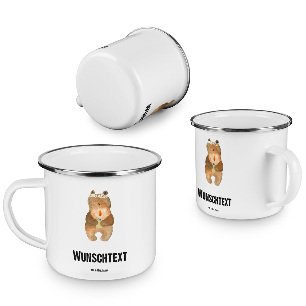 Personalisierte Emaille Tasse Kommunion-Bär Emaille Tasse personalisiert, Emaille Tasse mit Namen, Campingtasse personalisiert, Namenstasse, Campingtasse bedrucken, Campinggeschirr personalsisert, Bär, Teddy, Teddybär, Kommunion, Gottes Segen, Taufkerze, katholisch