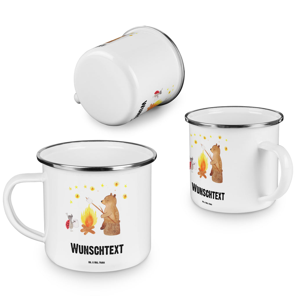 Personalisierte Emaille Tasse Bär & Marienkäfer Lagerfeuer Emaille Tasse personalisiert, Emaille Tasse mit Namen, Campingtasse personalisiert, Namenstasse, Campingtasse bedrucken, Campinggeschirr personalsisert, Bär, Teddy, Teddybär, Lagerfeuer