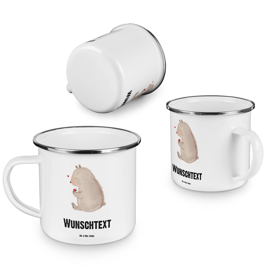 Personalisierte Emaille Tasse Bär mit Marienkäfer Emaille Tasse personalisiert, Emaille Tasse mit Namen, Campingtasse personalisiert, Namenstasse, Campingtasse bedrucken, Campinggeschirr personalsisert, Bär, Teddy, Teddybär, Marienkäfer, Liebe, Freiheit, Motivation, Das Leben ist schön