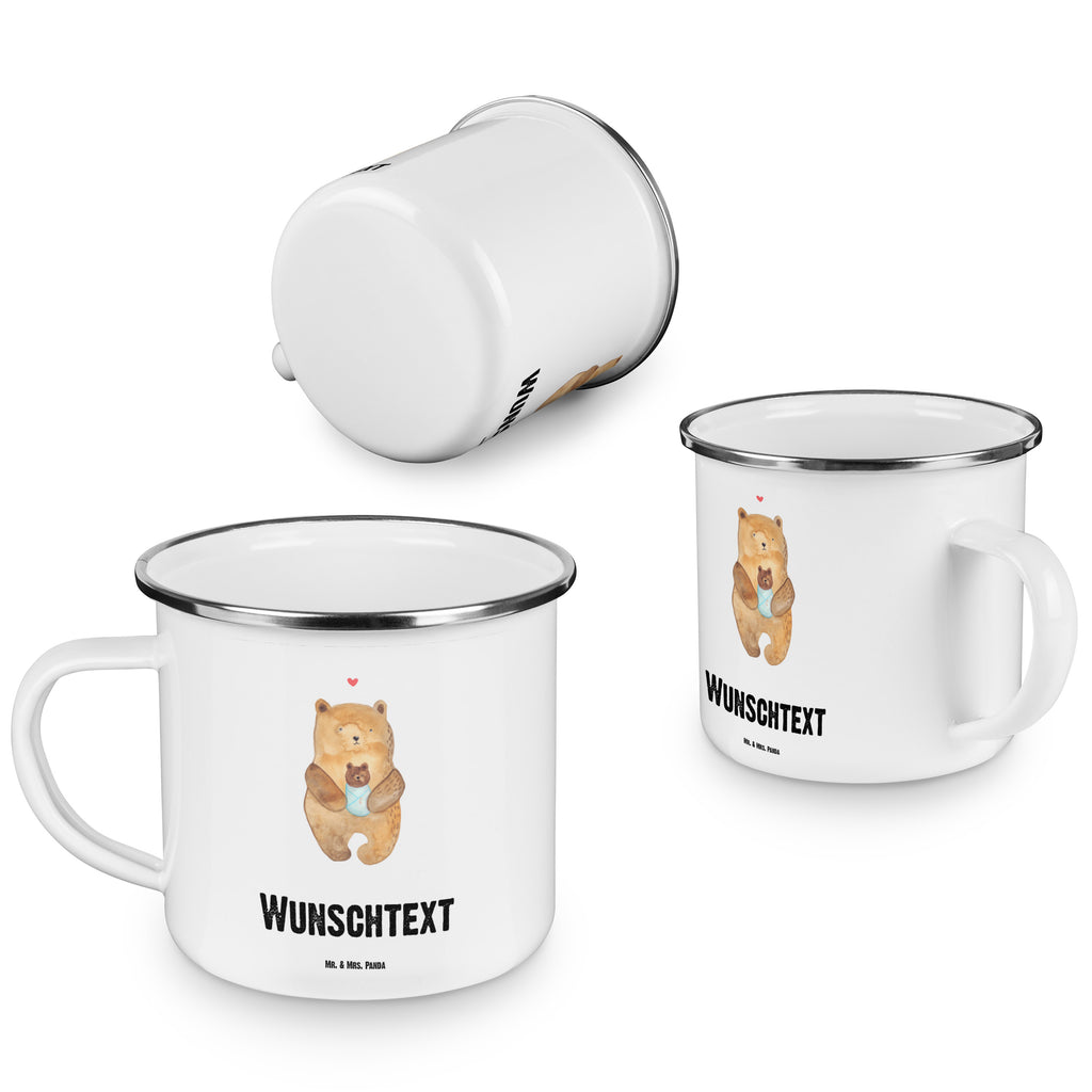 Personalisierte Emaille Tasse Bär mit Baby Emaille Tasse personalisiert, Emaille Tasse mit Namen, Campingtasse personalisiert, Namenstasse, Campingtasse bedrucken, Campinggeschirr personalsisert, Bär, Teddy, Teddybär, Eltern, Mutter, Baby, Taufe, Geburt, Nichte, Neffe, Enkel, Enkelin, Täufling, Geburtstag, Glückwunsch