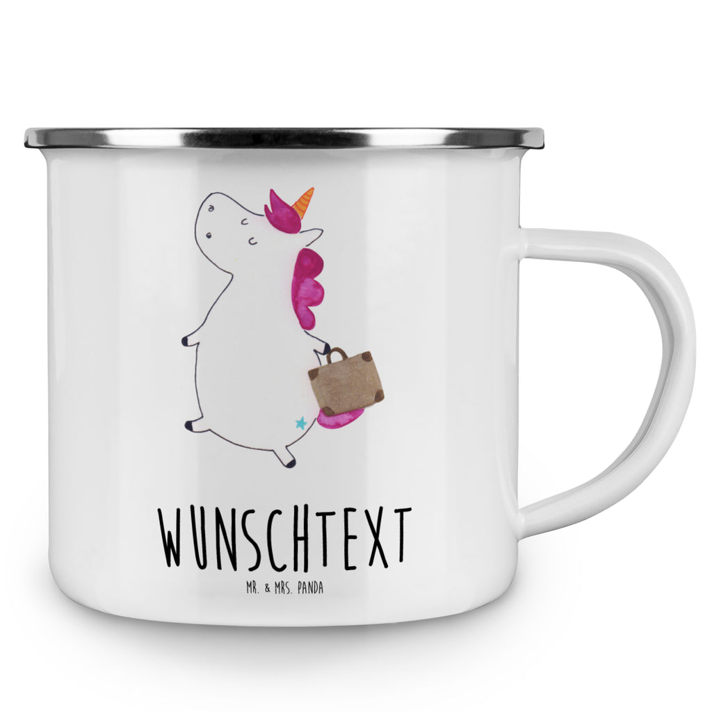 Personalisierte Emaille Tasse Einhorn Koffer Emaille Tasse personalisiert, Emaille Tasse mit Namen, Campingtasse personalisiert, Namenstasse, Campingtasse bedrucken, Campinggeschirr personalsisert, Einhorn, Einhörner, Einhorn Deko, Pegasus, Unicorn, unicorn, Koffer, Verreisen, Reise, Gepäck, Abenteuer, Erwachsen, Kind, albern, Spaß, lustig, witzig