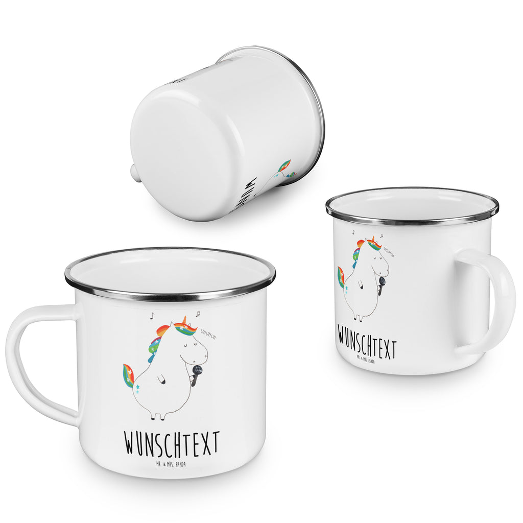 Personalisierte Emaille Tasse Einhorn Sänger Emaille Tasse personalisiert, Emaille Tasse mit Namen, Campingtasse personalisiert, Namenstasse, Campingtasse bedrucken, Campinggeschirr personalsisert, Einhorn, Einhörner, Einhorn Deko, Pegasus, Unicorn, Glitzer, Konfetti, Party, Geburtstag, Feier, Fest, Disco, Sängerin, Sänger, Freundin