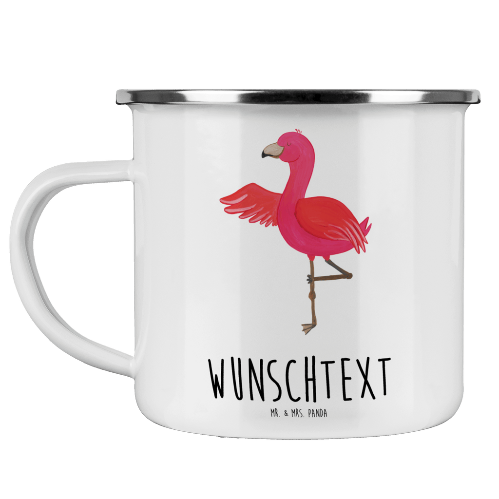 Personalisierte Emaille Tasse Flamingo Yoga Emaille Tasse personalisiert, Emaille Tasse mit Namen, Campingtasse personalisiert, Namenstasse, Campingtasse bedrucken, Campinggeschirr personalsisert, Flamingo, Vogel, Yoga, Namaste, Achtsamkeit, Yoga-Übung, Entspannung, Ärger, Aufregen, Tiefenentspannung